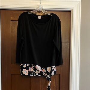 Chico’s Floral Hem Black Women's Top